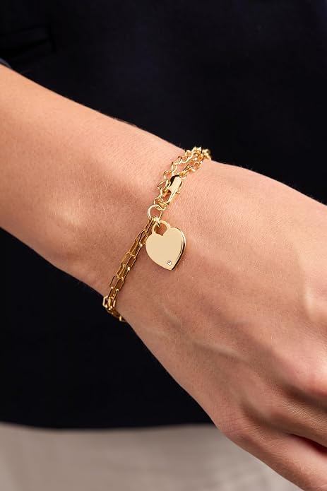 ALEX AND ANI Heart Charm Double Paperclip Chain Braclet