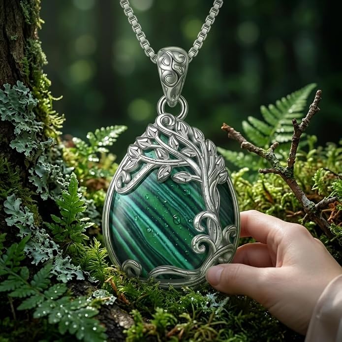 Teardrop Moonstone Necklace for Women Tree of Life/Filigree Birthstone Pendant Necklace Jewelry