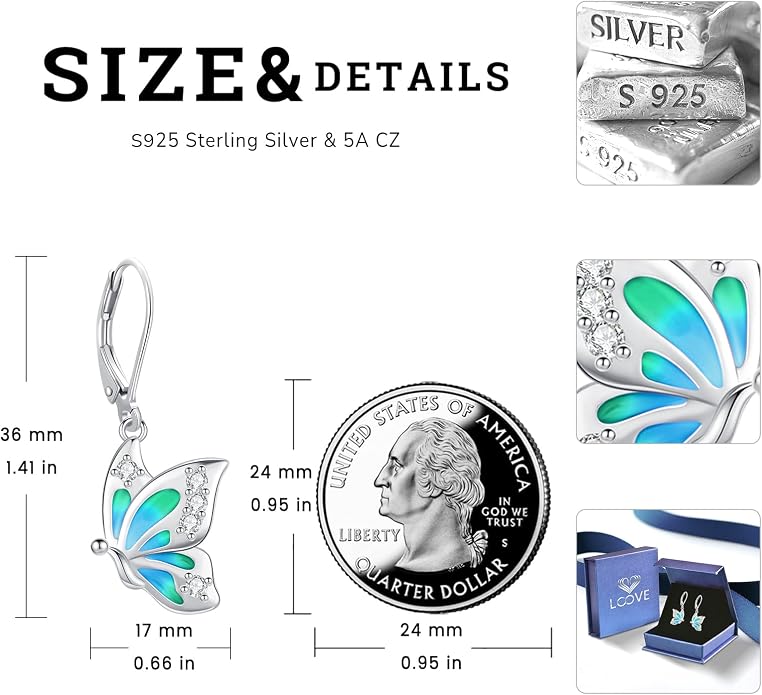 Tree of Life/Cat/Turtle/Butterfly/Flower/Celtic/Turquoise/Moonstone Dangle Earrings for Women Sterling Silver Cute Animals Drop Earrings Jewelry Gifts