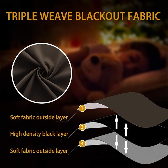 KOUFALL 63 Inch Length Brown Curtains 2 Panels for Bedroom,Grommet Blackout Drapes Window Darkening Thermal Insulating Dark Colored Vintage Curtains for Living Room 63 Long Coffee Color Chocolate