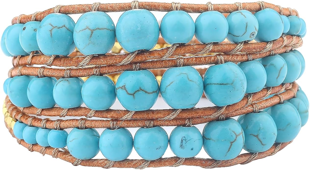 KELITCH New Star Turquoise Bracelets Love Silver Beads 3 Wrap Bracelet Women Shell Pearl Bracelets