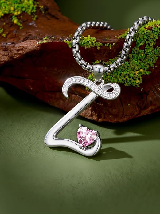Birthday Gifts for Women Alphabet A to Z Initial Birthstone Pendant Necklaces for Women - 18k White Gold Plated Personalized Name Jewelry Anniversary Graduation Gifts for Wife Her Daughter Girlfriend(with Gift Box)