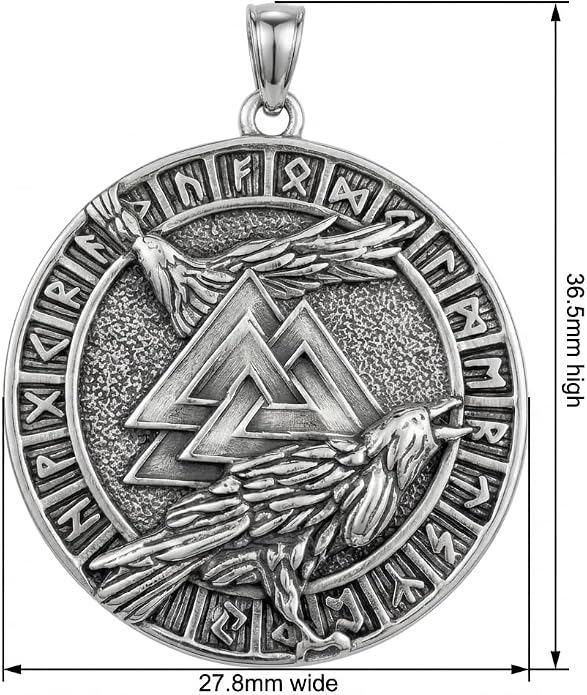 CRMAD Viking Owl/Raven Necklace Vintage Animal Totem Pendant Rune of Lune Jewelry Gift for Men and Women 24 in Chain
