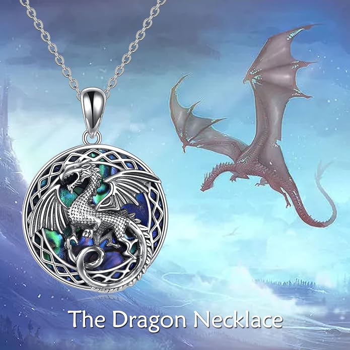 LUHE Sterling Silver Dragon/Wolf/Phoenix/Hummingbird/Horse/Unicorn Religious Pendant Necklace for Women Oxidized vintage Celtics Necklace Jewelry Christmas Gifts