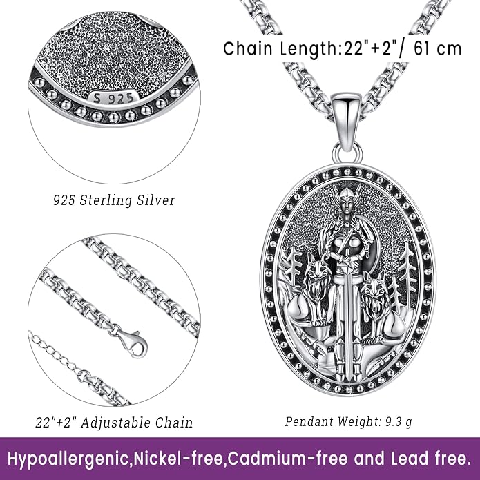 Eusense Viking Jewelry for Men Women Sterling Silver 925 Mjolnir Thors Hammer Pendant Celtic Cross Necklace Wolf Odin Raven Freya Goddess Norse Pagan Compass Vegvisir Yggdrasil Nordic Viking Necklaces Gifts