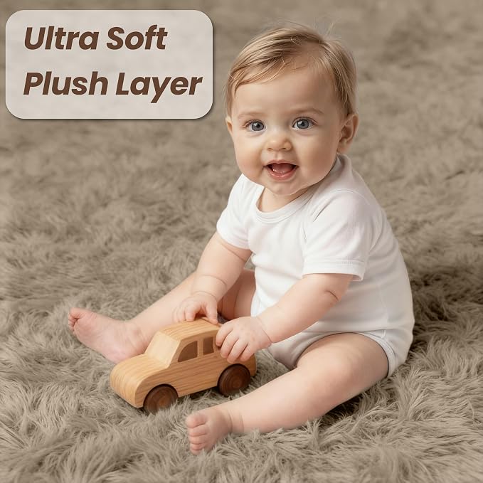 6x9 Area Rug for Living Room, Ultra Soft Fluffy Shag Rugs for Bedroom, Non-Slip Large Fuzzy Plush Rug Indoor Floor Carpet for Nursery Kids Office Dorm Modern Decor, Gray Camel