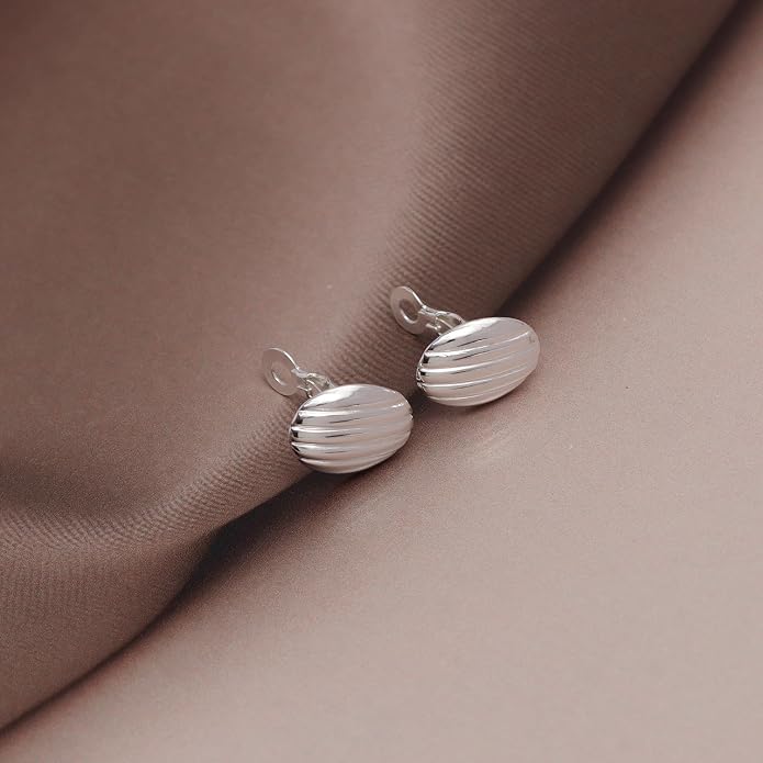 LeCalla 925 Sterling Silver Small Medium Clip On Earrings Non-Pierced Clip-On Stud Earring for Teen Women