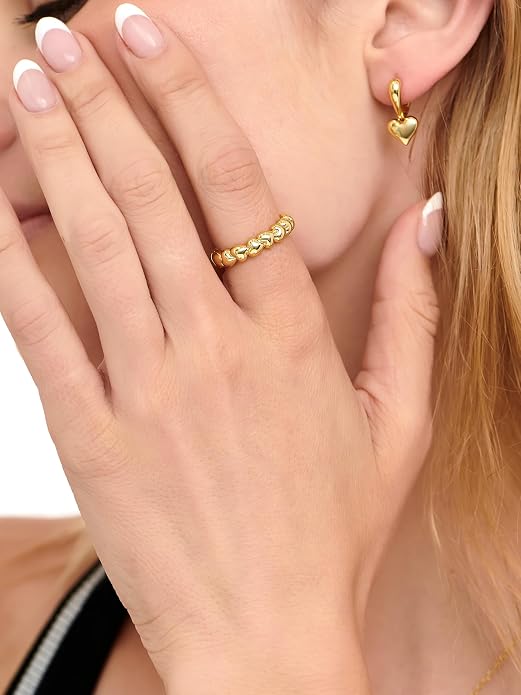 DEVATA Gold or Rhodium Plated Sterling Silver 925 – Eternity, Band Ring for Women – Heart, Knot, Clover, Infinity, Mariner, Cable, Curb, Cuban, Figaro, Daisy, Rope, Ribbed, Dome