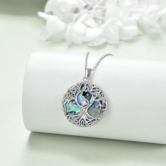 YFN Tree of Life Necklace Sterling Silver Celtic Knot Tree Pendant Jewelry Gifts for Women Men