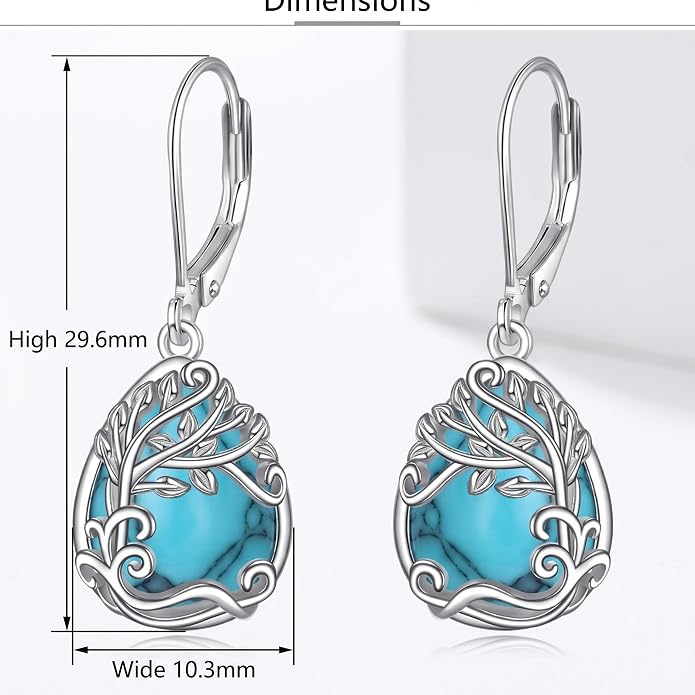 Teardrop Tree of Life/Filigree Earrings for Women Dangle Leverback Earrings Jewelry Gift Anniversary For Her