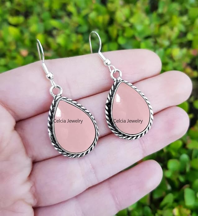 Pure 925 Sterling Silver Dangle Drop Earrings for Women, Pear Gemstone Handcrafted Earrings for Women & Girl ('Amethyst)