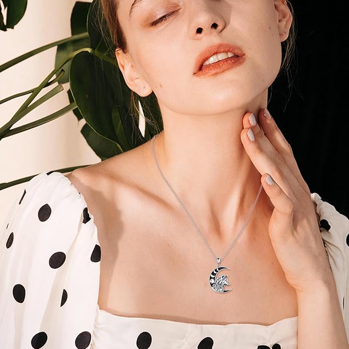 VONALA Gothic Necklace 925 Sterling Silver Punk Dagger/Thor Hammer/Arrowhead Wolf/Lion/Tree of Life Urn Pendant Necklace Viking Amulet Pagan Jewelry Gifts for Women Men Unsex