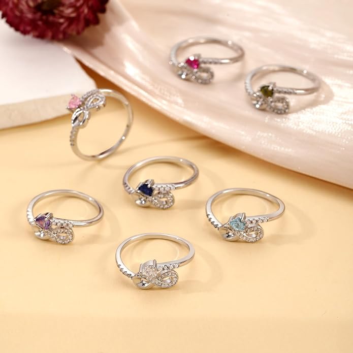 Btysun Mothers Day Gifts, Birthday Gifts for Women Non Tarnish Gold Rings Adjustable 1-12 Birthstone Rings Birthday Gift for Wife Mom Stocking Stuffers Promise Ring Anniversary Wedding Jewelry