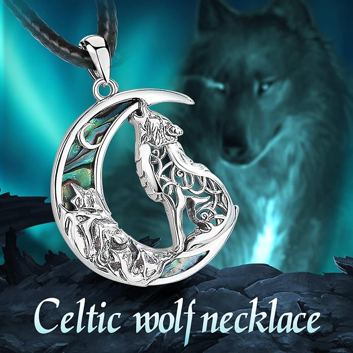 925 Sterling Silver Viking Wolf Mjolnir Necklace for Men Women, Viking Runes Wolf Tooth Witch Celtic Knot Amulet Protection Pendant Nordic Norse Mythology Jewelry Gift for Men Women