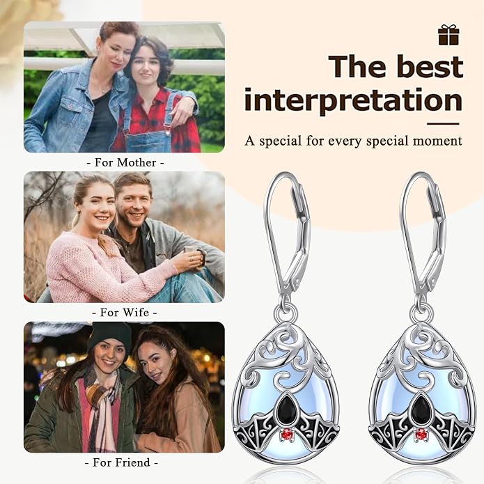 925 Sterling Silver Filigree Dangle Drop Earrings Daisy/Lotus/Rose Flower/Moonstone Leverback Teardrop Earrings for Women Infinity Celtic Knot Daisy Lotus Jewelry for Mothers Day