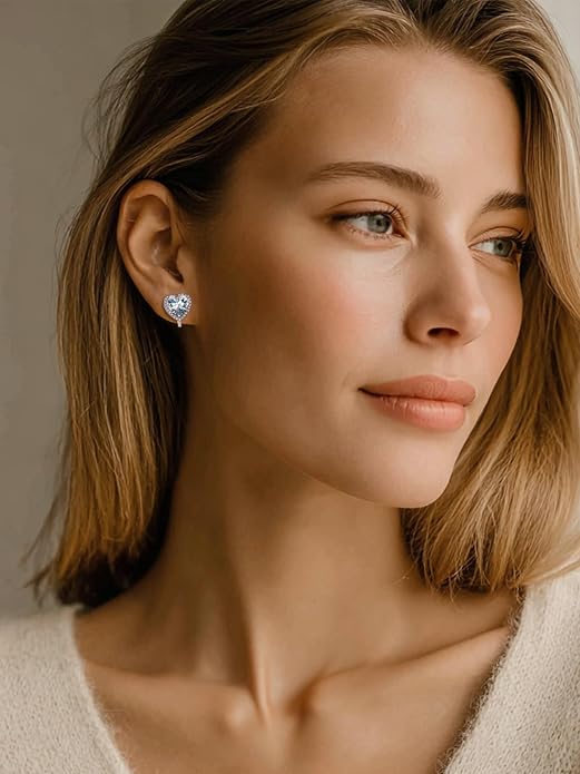 FindChic Sparkling Birthstone Clip On Earrings for Women, Silver Plated Stud Earrings 8MM Cubic Zirconia Non Pierced Studs, 12 Months Birthday Jewelry Gift