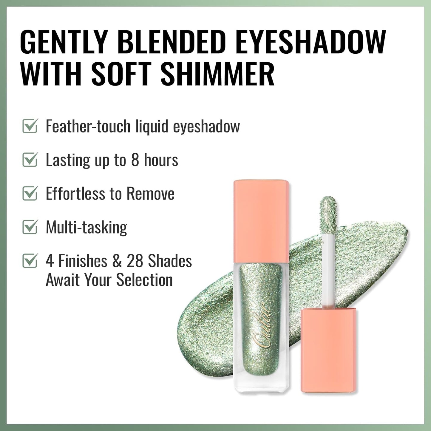 Oulac Green Liquid Glitter Eyeshadow&Eyeliner–Smooth Shimmer Eye Makeup with Sparkle Finish,All-Day Wear Lightweight Buildable Formula,Easy to Use Smudge-Proof,Gifts for Women,Vegan 5.4g (19)Starlets