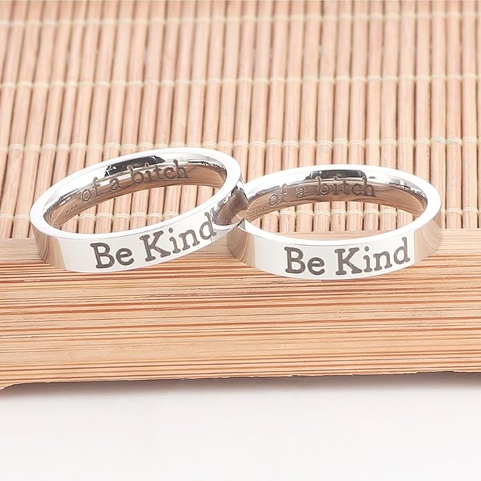 Be Kind Ring, Be Kind of a Bitch Ring Be Kind... Of A Bitch Ring Stainless Steel Engraved Band Friendship Ring Inspirational Motivational Funny Ring Jewelry Gift for Sorority Sisters Friends Anniversary Birthday