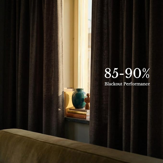 NICETOWN French Taupe Pinch Pleated Linen Curtains 84" Length - Room Darkening Drapes Sophisticated Backdrop for Timeless Home Decor Beautiful Window Treatments,40" Wide Each Panel, 1 Pair