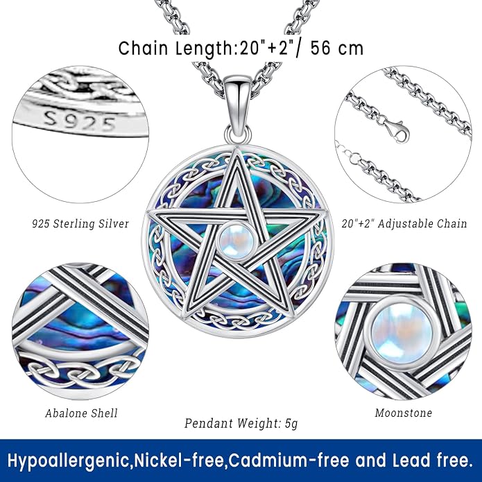 Witchy Jewelry for Women Men Nudo De Bruja Plata 925 Original Witches Knot Necklace Tetragrammaton Hecate Necklace Lilith Necklace Pentagram Necklace Cat Necklace Triple Moon Goddess Pendant Necklace