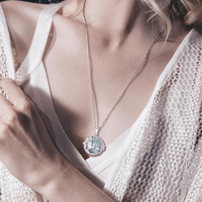 INFUSEU Aromatherapy Gifts Essential Oils Diffuser Jewelry for Women, Cute Animals Pendant Necklaces, 7 Lava Rocks Stones, 24" Chain
