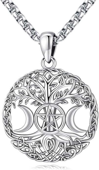 Eusense Viking Jewelry for Men Women Sterling Silver 925 Mjolnir Thors Hammer Pendant Celtic Cross Necklace Wolf Odin Raven Freya Goddess Norse Pagan Compass Vegvisir Yggdrasil Nordic Viking Necklaces Gifts