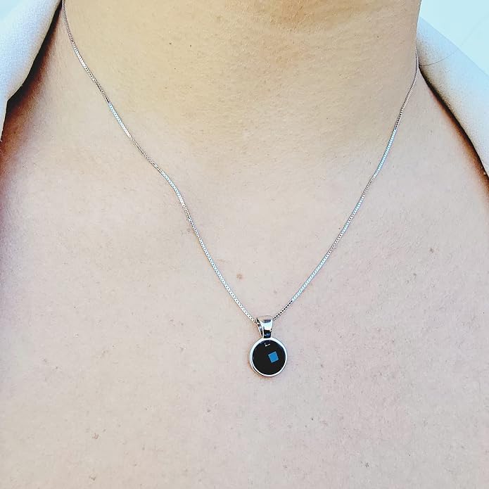 Natural gemstone 8mm round pendant with white gold over 925 sterling silver bezel cabochon plate and box chain, real genuine dainty birthstone gift for her, uniquelan jewelry