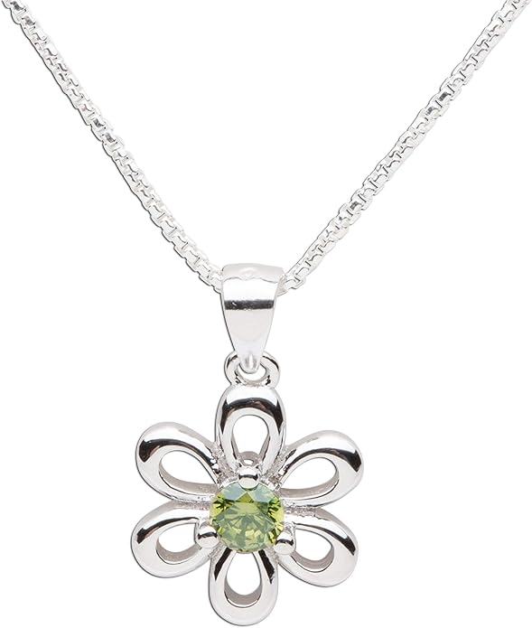 Cherished Moments .925 Sterling Silver Daisy Simulated Birthstone Necklace