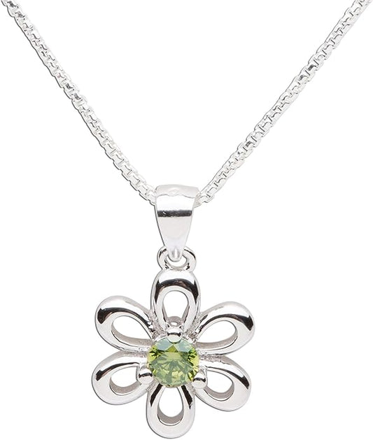 Cherished Moments .925 Sterling Silver Daisy Simulated Birthstone Necklace