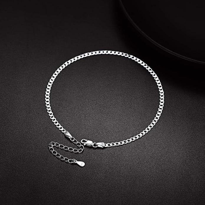 PROSILVER 925 Sterling Silver Ankle Bracelets For Women, Stylish Chain Anklets, Summer Beach Jewelry, 8.6-10.6 Inch Adjustable, Come with Box