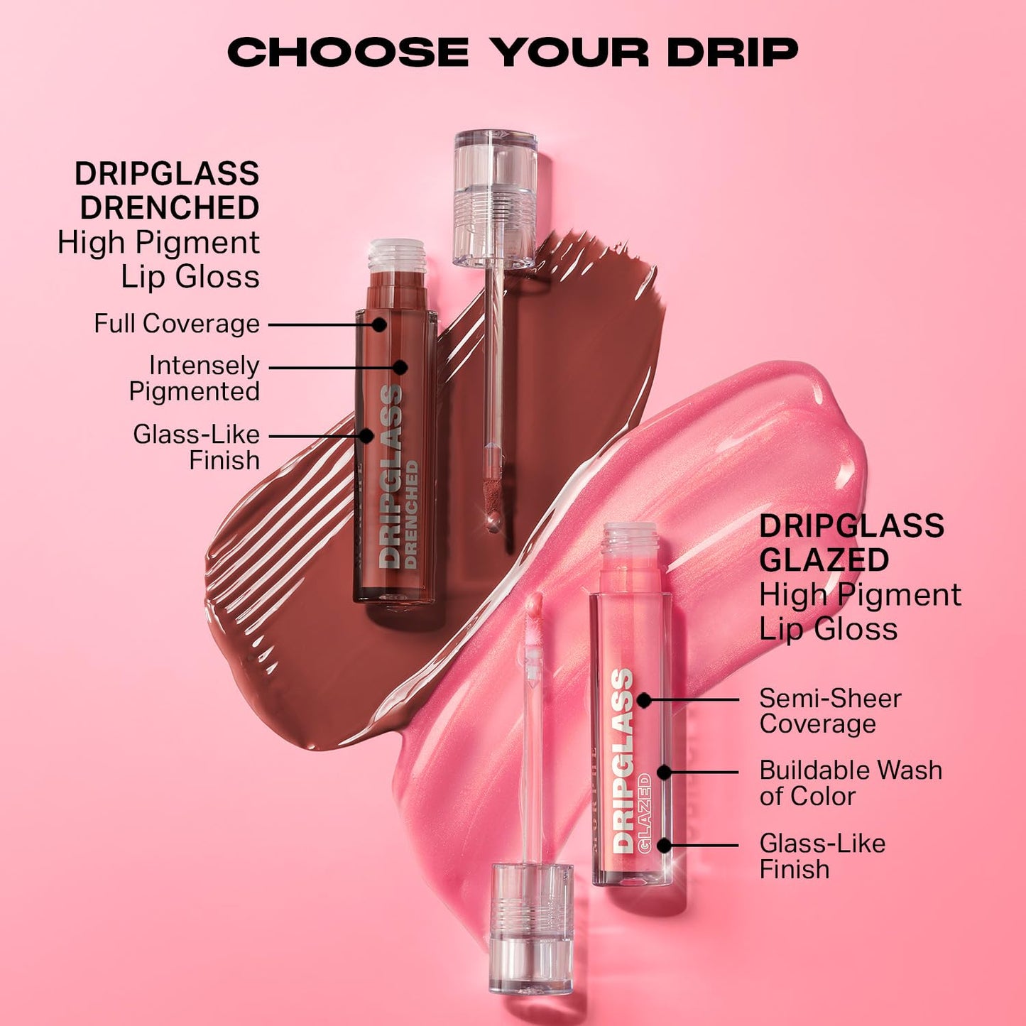 MORPHE Dripglass High Shine Lip Gloss - Glazed, Semi-Sheer & Nourishing Lip Makeup - Buildable Formula Infused with Plant-Derived Squalane & Vitamin E - So Transparent (0.13 oz)