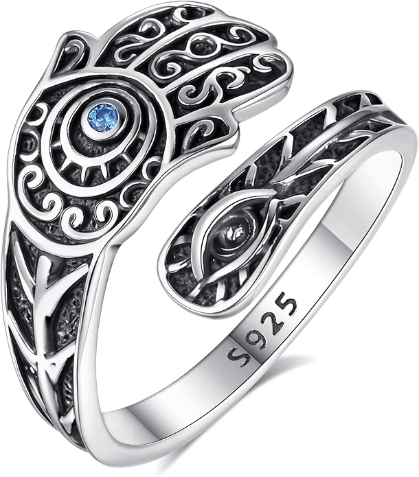 Vito 925 Sterling Silver Adjustable Open Spoon Ring for Women Men, Lotus Sunflower Snake Spoon Band Rings Feather Hug Witches Knot Inspirational Jewelry Gift for Wife