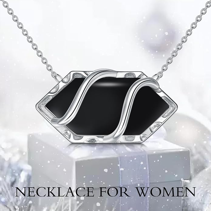 HPQQ Teardrop Necklace 925 Sterling Silver Filigree Gemstone Pendant Necklace Fine Jewelry Birthday Mother's Day Gifts for Women Her Mom