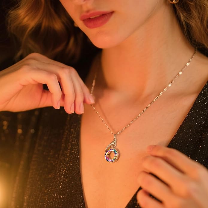 Kate Lynn "Rise From the Ashes Phoenix Necklace Made with Crystals from Austria, 18"+2" Necklace, Packaged with Jewelry Box, Birthday Gift for Women, Symbol of Luck and Renewal