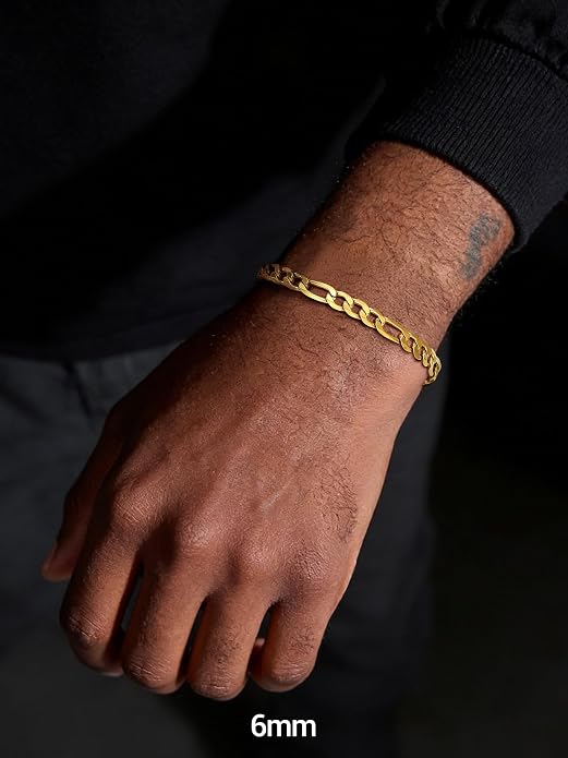 PROSTEEL Silver/Gold/Black Bracelets for Men Figaro Cuban Link, 6mm-13mm Width, 7.5"/8.3"/9" Length, Stainless Steel Mens Bracelet Jewelry with Gift Box