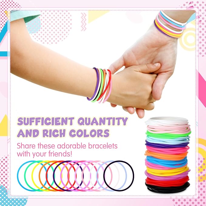 Nuenen 1000 Pcs Jelly Bracelets Bulk 80's Silicone Rubber Bracelets 13 Color Rainbow Glow Neon Stretchable Retro Wristbands Women Hair Ties for Party Favors Halloween Christmas Disco