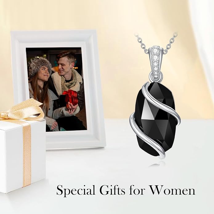 HPQQ Necklace for Women 925 Sterling Silver Dainty Gemstone Pendant Fine Jewelry Birthday Mothers Day Gifts for Mom Wife Her