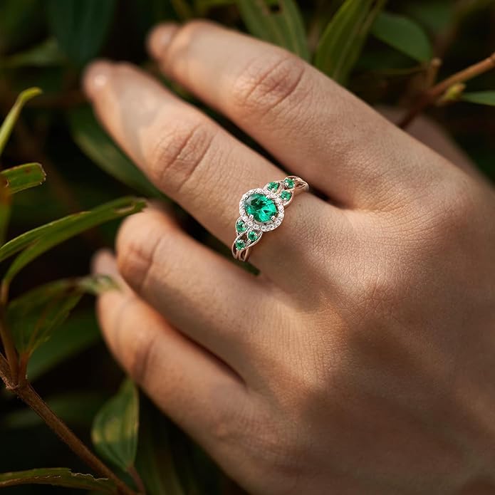 925 Sterling Silver Celtic Knot Engagement Ring for Women Moissanite/Cubic Zirconia Inlaid Oval Shaped Birthstone Rings Cocktail Wedding Birthday Jewelry(with Box)
