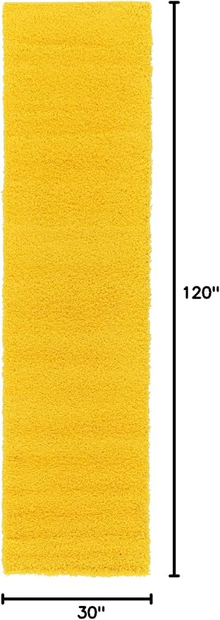 Unique Loom Solid Shag Collection Area Rug (2' 7" x 10' Runner Tuscan Sun Yellow)