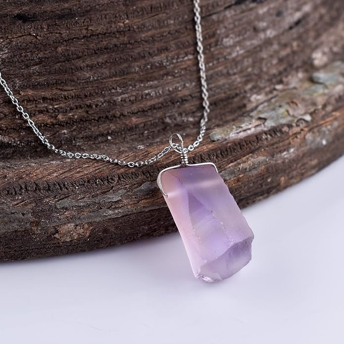 Natural Gemstone Pendant Necklace for Women Handmade Birthstone Healing Crystal Jewelry Chain 20" Stone Birthday Christmas Wedding Gifts for Her