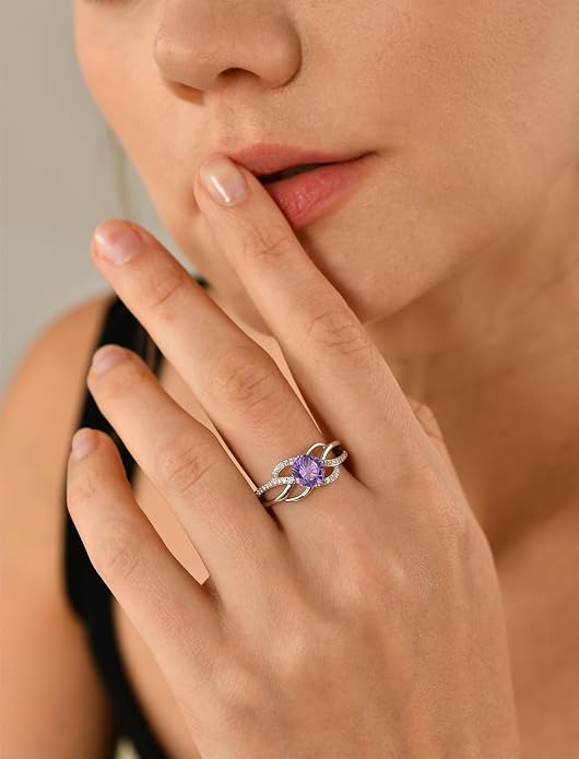 YL Celtic Knot Rings 925 Sterling Silver Twisted Ring Cubic Zirconia Infinity Statement Jewelry for Women