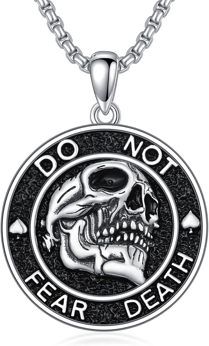 Skull/Skeleton Memento Mori Necklace 925 Sterling Silver Skull/Skeleton Pendant Hourglass Necklace Skull/Skeleton Jewelry for Men Women