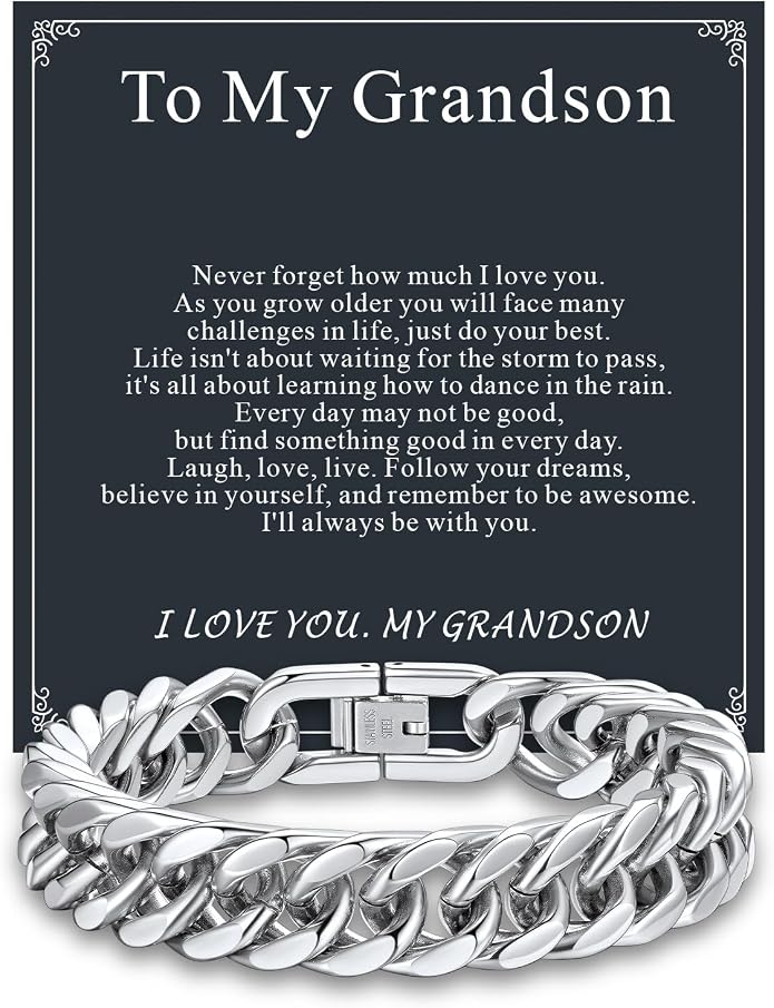 Supcare Unique Anniversary Birthday Valentines Fathers Day Stainless Steel Cuban Link Bracelets for Men Him, To My Man Dad Husband Love Always Remember Wrist Chain Bracelet Jewelry Gifts