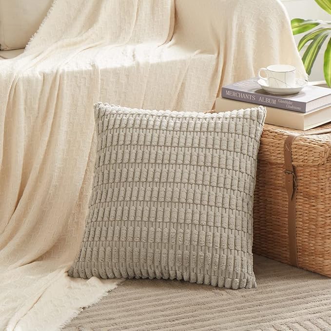 Fancy Homi 4 Packs Decorative Throw Pillow Covers for Living Room Couch Bed, Modern Farmhouse Boho Home Décor Accent Cushion Case, 26" x 26", Taupe