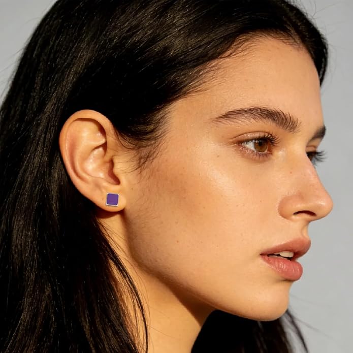 JMLOON 12 Pairs Enamel Flat Back Stud Earrings Surgical Stainless Steel Round Heart Star Square Hexagon Screw Back Stud Earrings