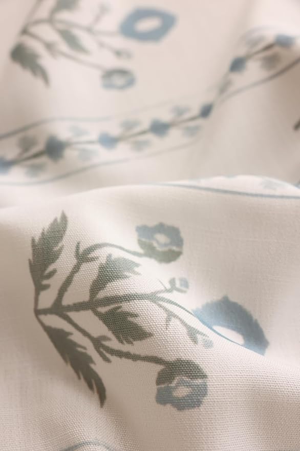 DrapePalette - Linen Blend Pinch Pleated Curtains 102 Inches Long for Living Room, Bedroom, Dining Room, Light Filtering Curtains 1 Panel Set, Modern Floral Printed Design, Antique White 52" W x 102"L