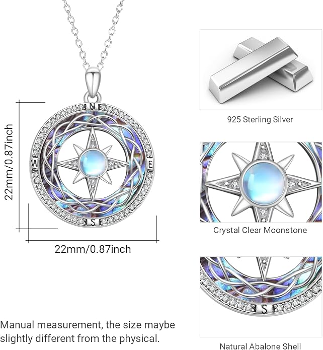 Compass Necklace for Women Graduation Gifts 925 Sterling Silver Celtic Knot Compass Pendant Graduation Jewelry Inspirational Travel Gifts for Women