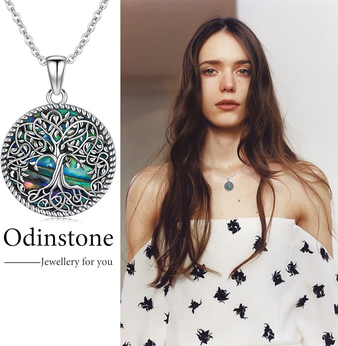 Odinstone Tree of Life Necklace, Sterling Silver Pendant for Women Family Tree Necklaces Jewelry for Mom/Wife/Grandma(With Fine Gift Box)