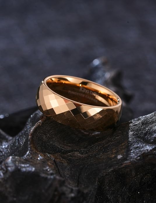King Will Tungsten Carbide Wedding Ring for Men Women Promise Ring for Couple 2mm/4mm/6mm Black/Silver/Gold/Rose Gold Multi-faceted Shining Luster High Polished Wedding Band Comfort Fit
