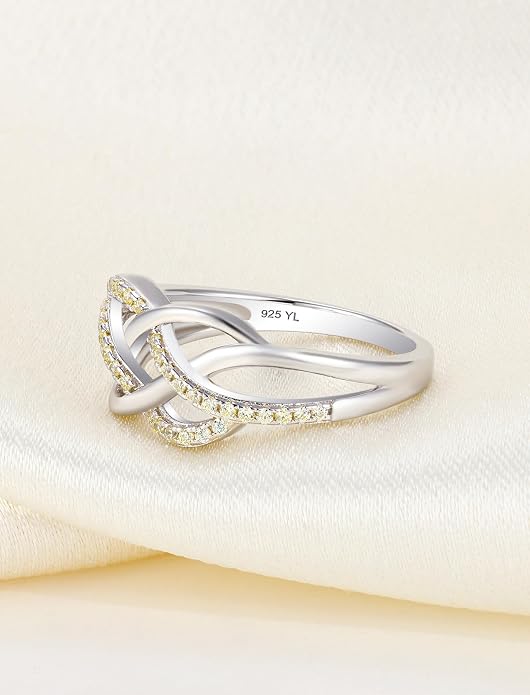 YL Celtic Knot Rings 925 Sterling Silver Twisted Knot Ring Birthstone Infinity Statement Jewelry for Women-size5
